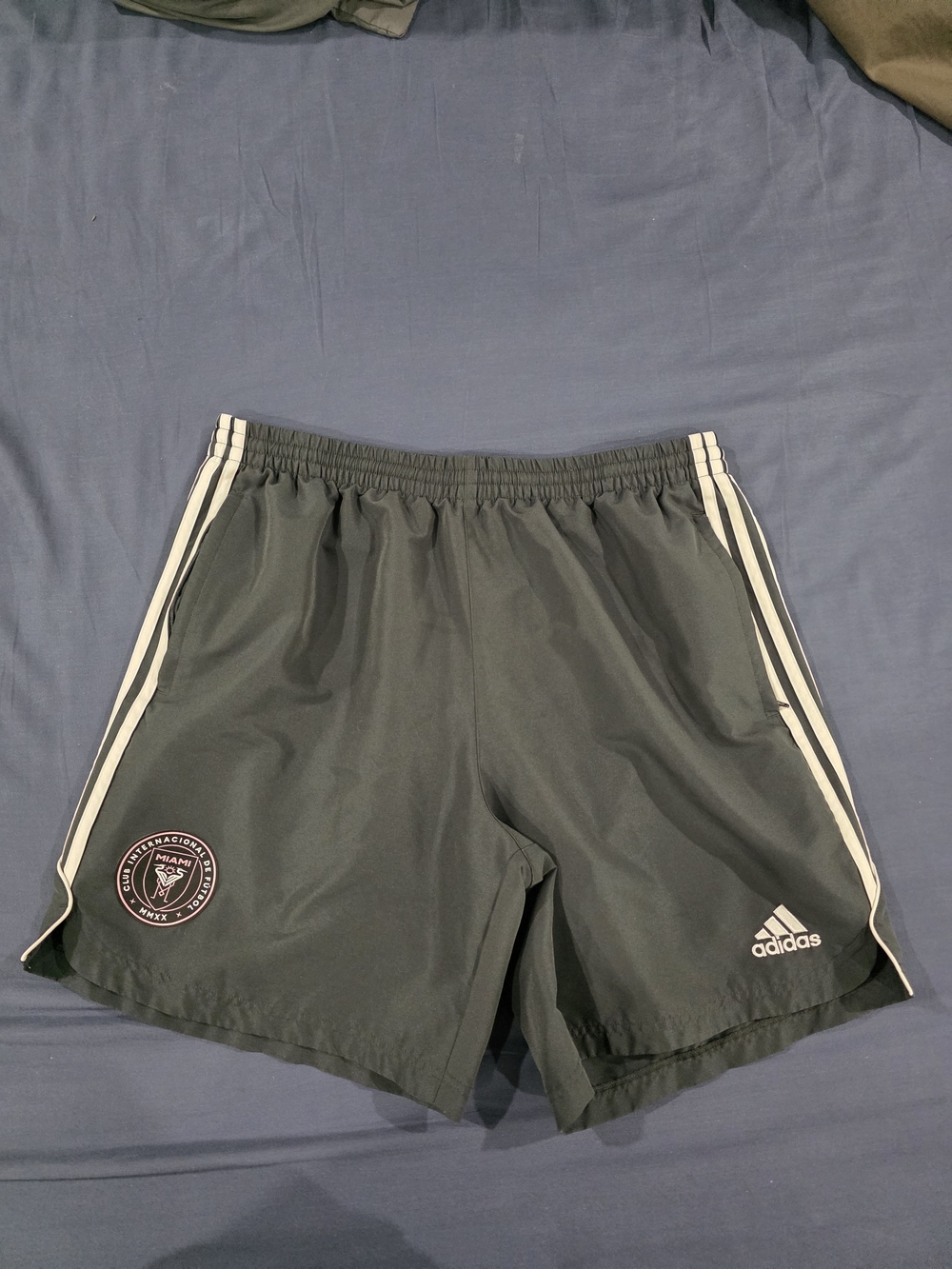 adidas Gray Athletic Shorts with White Stripes